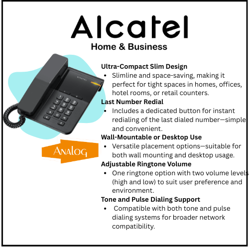 Alcatel T22 Corded landline Phone with Flashing Visual Ringer Indicator Black (Pack Of 10)