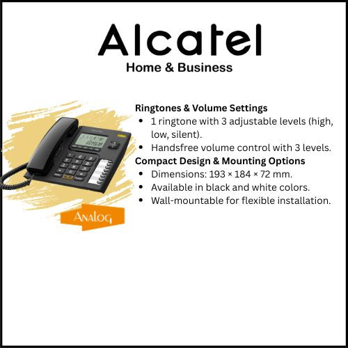 Alcatel T76 Corded Landline Phone with Caller ID and Speakerphone Black (Pack Of 10)