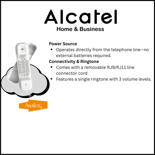 Alcatel T16 Ultra Compact Corded Landline Phone with Caller ID Wall Mounted White (Pack Of 5)
