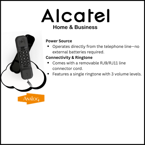Alcatel T16 अल्ट्रा कॉम्पैक्ट कॉर्डेड लैंडलाइन फ़ोन कॉलर ID वॉल माउंटिंग के साथ (काला)