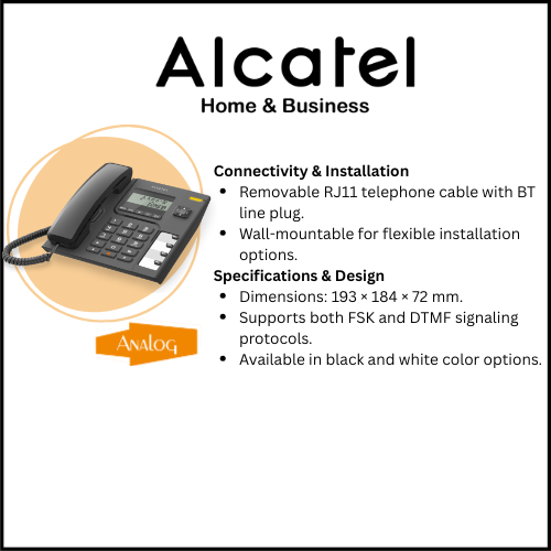 Alcatel T56 Corded Landline Phone With Caller Id And Handsfree (Black)