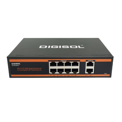 DIGISOL DG-FS1010PF-G 8-Port PoE Fast Unmanaged Ethernet Switch with 2 Uplink Ports