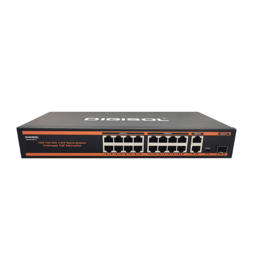 DIGISOL DG-GS1019PF-B 16-Port PoE Gigabit Unmanaged Switch with 3 Uplink Ports