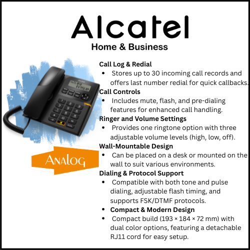 Alcatel T58 Corded Landline Phone With Display & Speaker (Black)
