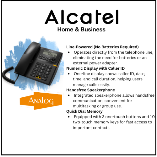 Alcatel T58 Corded Landline Phone With Display & Speaker (Black)