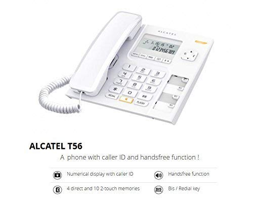 Alcatel T56 Corded Landline Phone With Caller Id And Handsfree White (Pack Of 5)