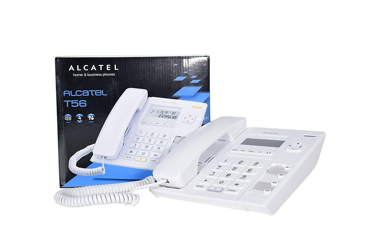 Alcatel T56 Corded Landline Phone With Caller Id And Handsfree White (Pack Of 5)