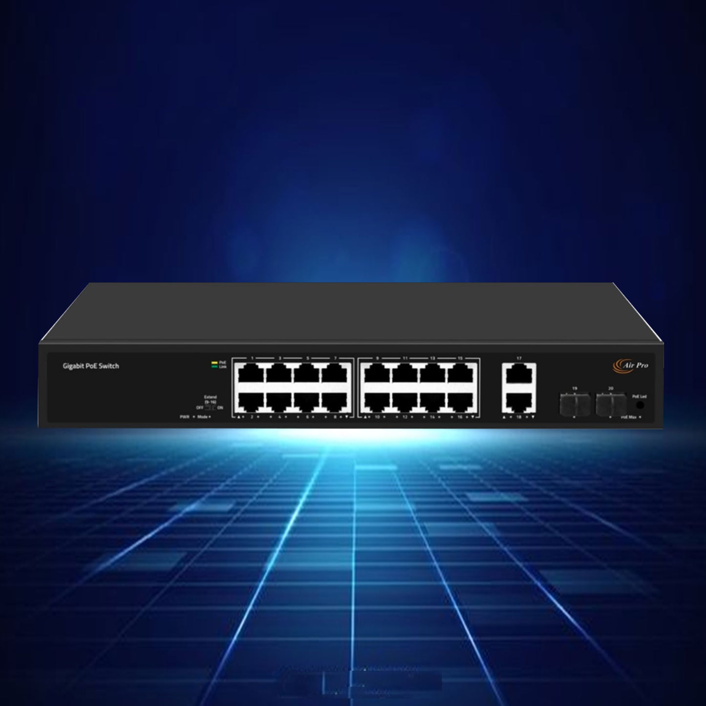 AirPro AP-ESG4016P-2G2FX 16 Ports 1000Mbps PoE 2*1000Mbps+2*1G SFP Uplink Port PoE Switch