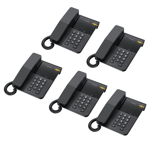 Alcatel T22 Corded landline Phone with Flashing Visual Ringer Indicator Black (Pack Of 5)