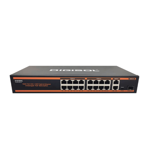 DIGISOL DG - GS1019PF-B 16-Port PoE Gigabit Unmanaged Switch with 3 Uplink Ports