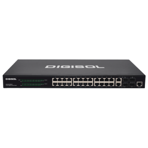 Digisol DG-GS1528HP/C – 24 Port Layer 2 Web managed Gigabit Ethernet PoE+ Switch with 2 Giga Combo Ports + 2 Gigabit SFP Ports