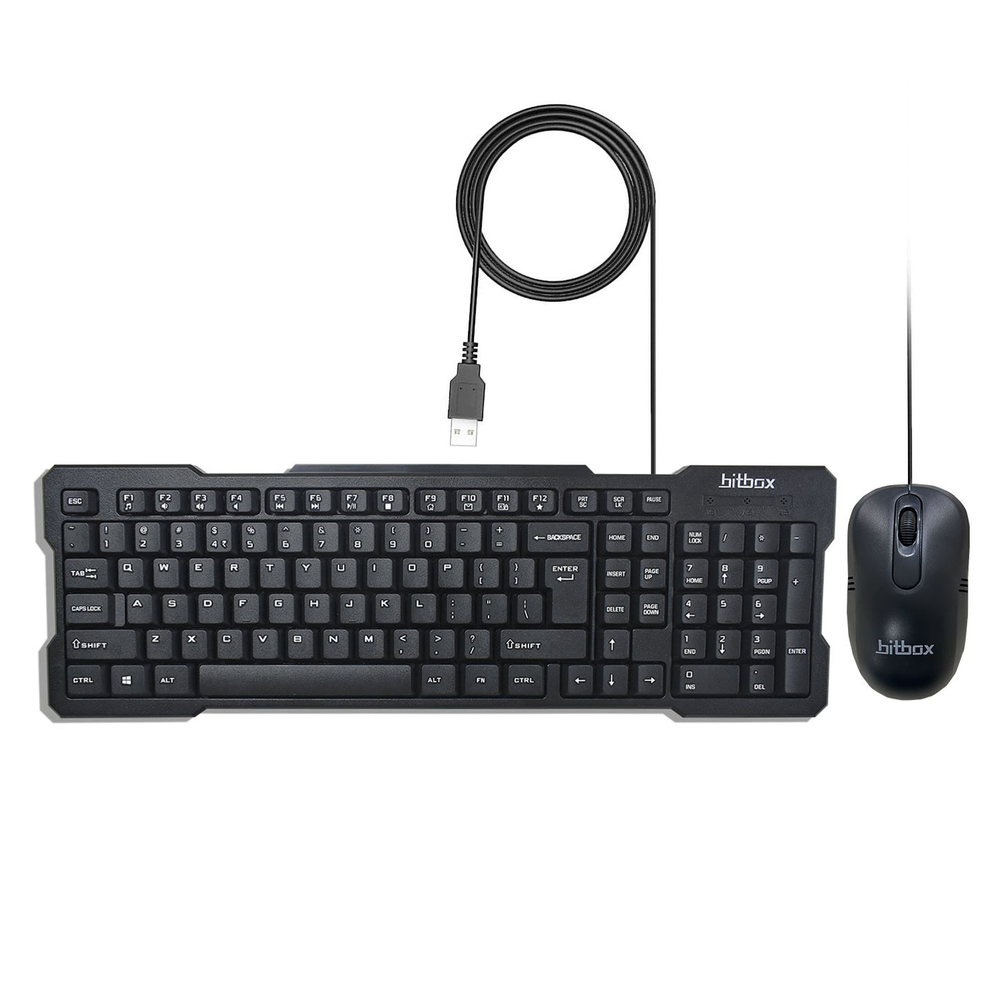 Bit-io by BitBox BBKM02 Wired Keyboard and Mouse Combo with Instant USB Plug-and-Play Setup, 12 Shortcut Keys, 6° Adjustable Slope Keyboard and 1600 DPI Optical Sensor Mouse