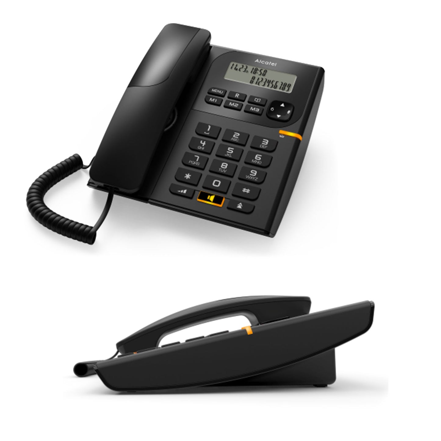 Alcatel T58 Corded Landline Phone With Display & Speaker Black (Pack Of 2)