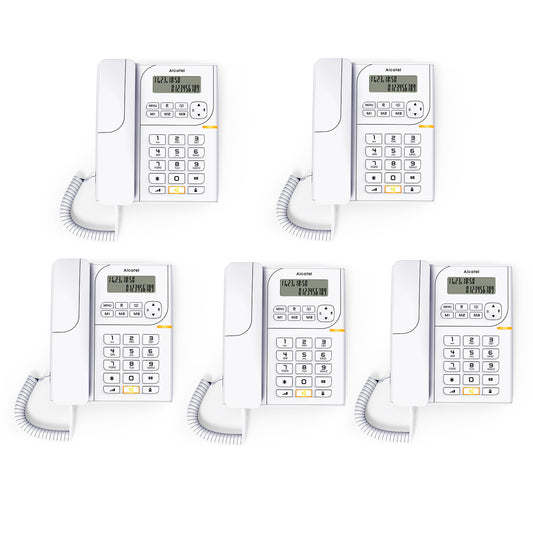 Alcatel T58 Corded Landline Phone With Display & Speaker White (Pack Of 5)