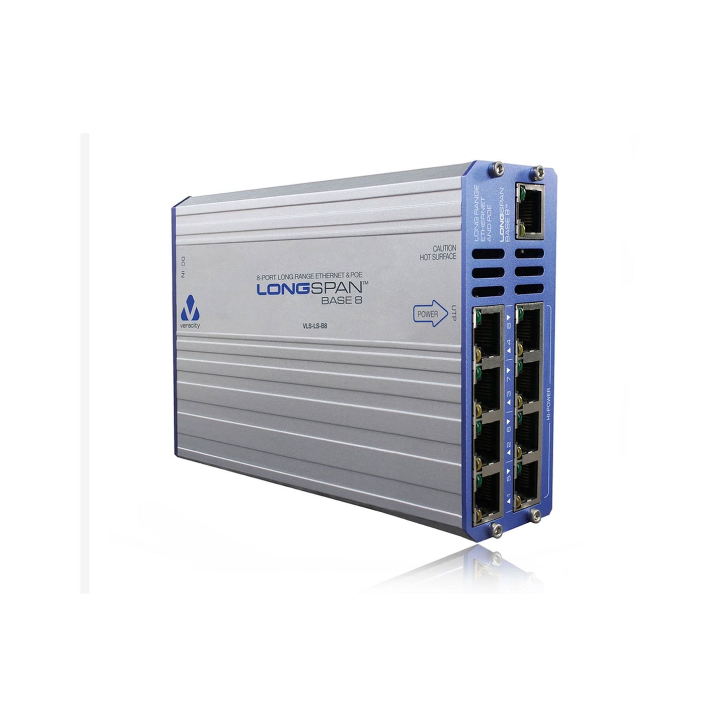 Veracity VLS-LS-B8 LONGSPAN Base 8-ch base unit for long range Ethernet and high power POE