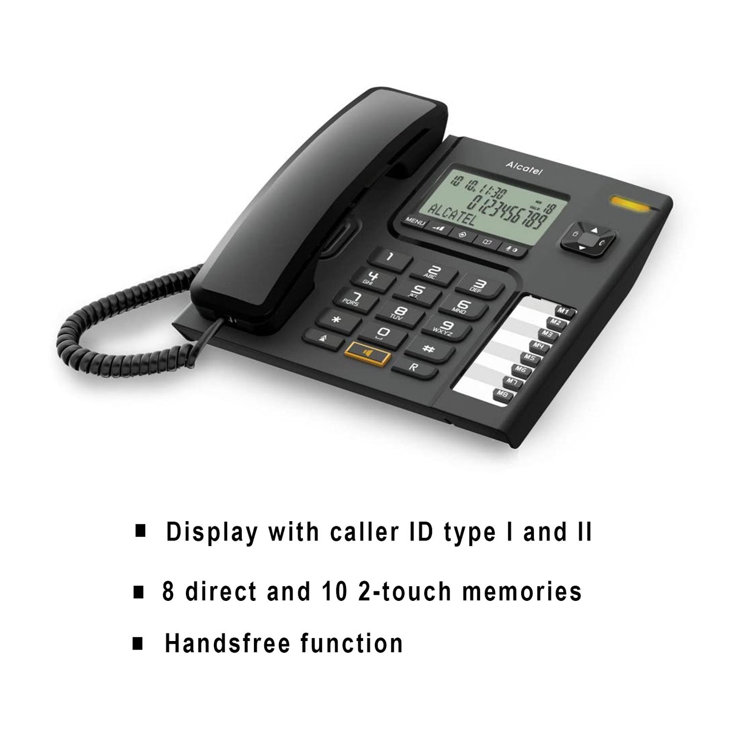 Alcatel T76 Corded Landline Phone with Caller ID and Speakerphone Black (Pack Of 2)