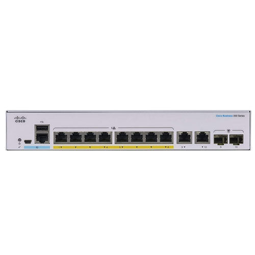 Cisco CBS350-8P-E-2G Managed Switch 8 Port 10/100/1000 PoE+ Gigabit Ethernet Switch with 2 Gigabit Ethernet Combo