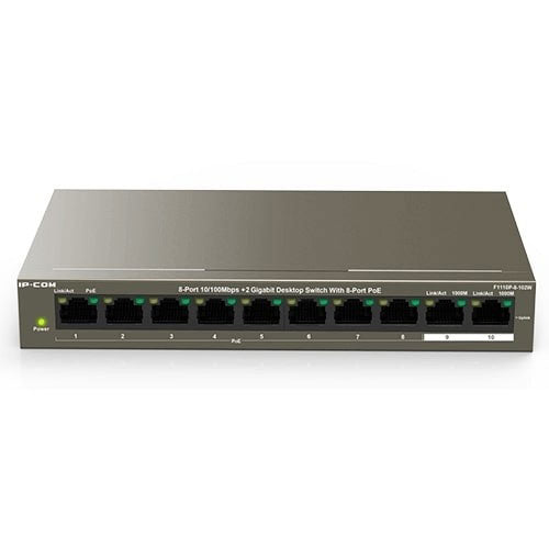 IP-COM F1110P-8-102W 8-Port10/100Mbps+2 Gigabit Desktop Switch with 8-Port PoE