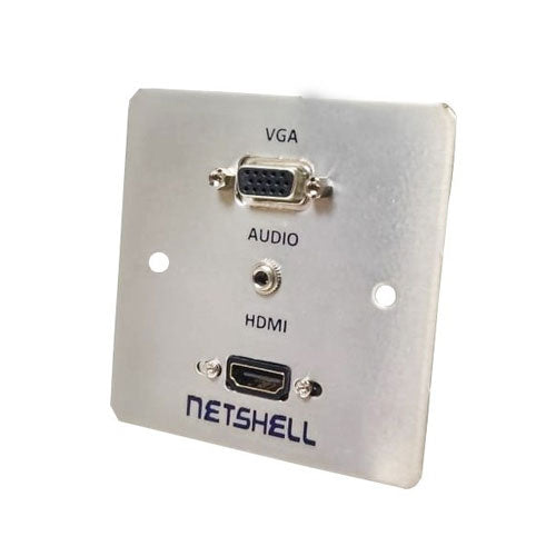 Netshell Audio Video AV Wall Plate with VGA (F) One Audio Sterio Jack 3.5 MM & One HDMI Port