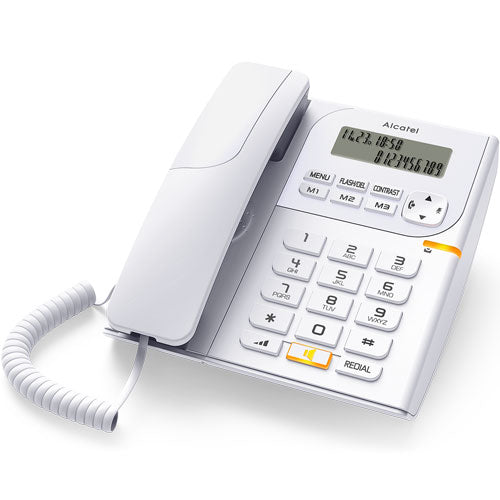 Alcatel T58 Corded Landline Phone With Display & Speaker (White)